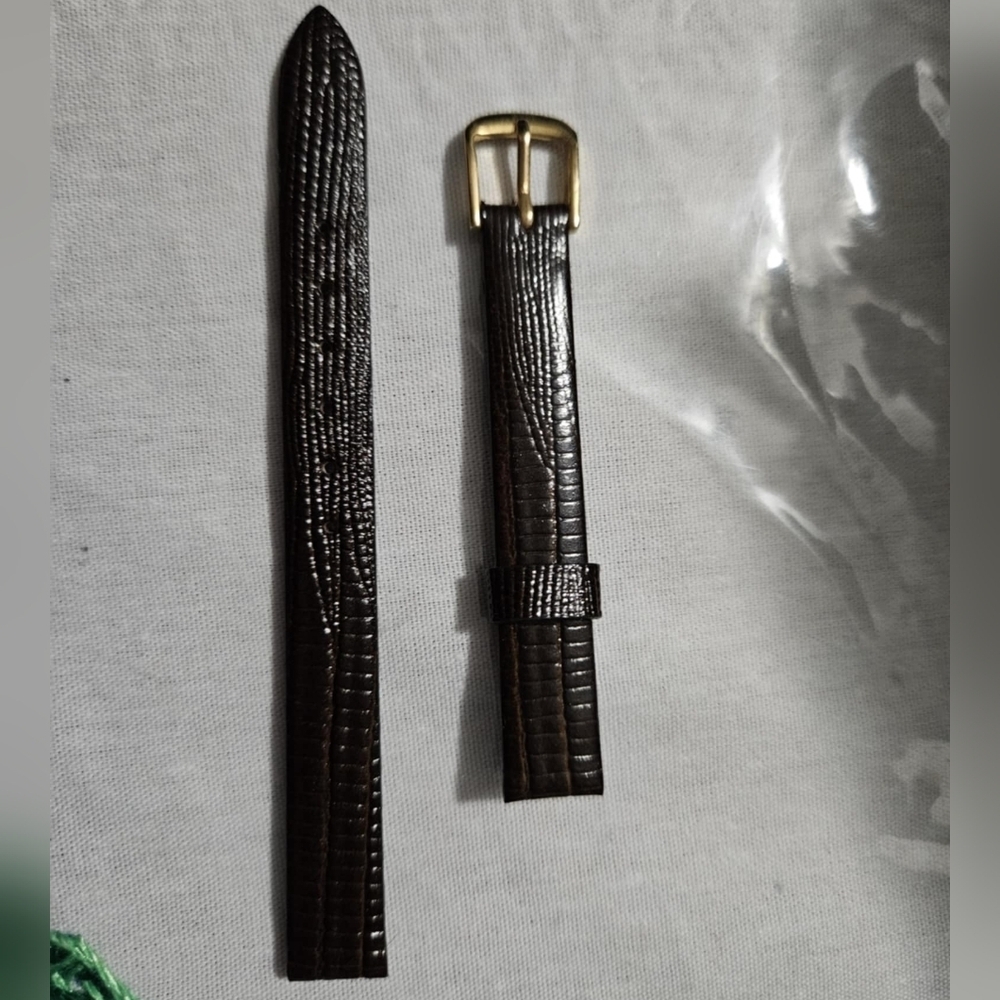Speidel Elegant Brown Crocodile Leather Watch Strap with Gold Buckle